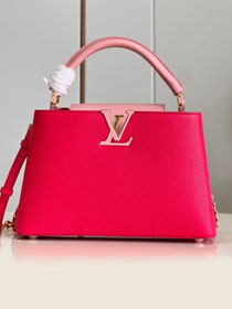 Louis vuitton original calfskin capucines mm handbag M59516 rose red