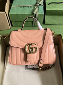 2023 GG marmont original calfskin mini top handle bag 547260 peach