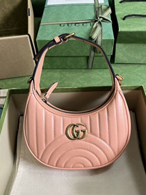 2023 GG original calfskin marmont half-moon-shaped mini bag 699514 peach