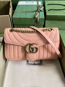 2023 GG original calfskin marmont small shoulder bag 443497 peach