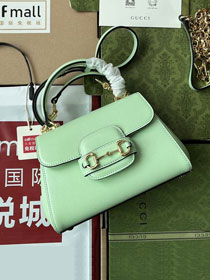 GG original calfskin horsebit 1955 mini bag 703848 light green