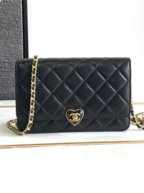 CC original lambskin wallet on chain AP3285 black