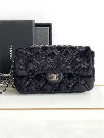 CC original sequins flap bag AS3965 black