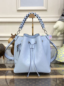 2023 Louis vuitton original mahina perforated calfskin muria bucket bag M21006 blue