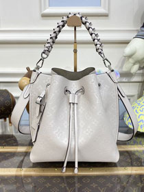 2023 Louis vuitton original mahina perforated calfskin muria bucket bag M21006 grey