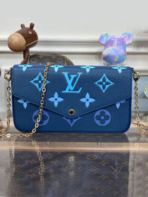 2023 Louis vuitton original calfskin pochette felicie M82349 blue