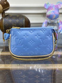 Louis vuitton original patent calfskin mini pochette M81940 blue