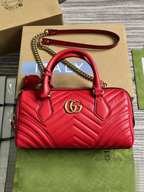 2023 GG original calfskin marmont small top handle bag 746319 red