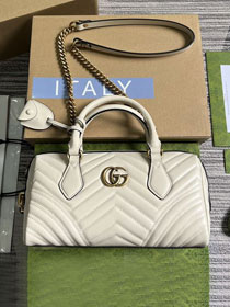 2023 GG original calfskin marmont small top handle bag 746319 white