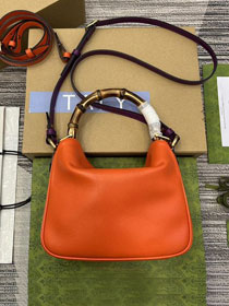 2023 GG original calfskin small diana shoulder bag 746251 orange