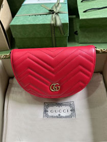 GG original calfskin marmont mini chain bag 746431 red