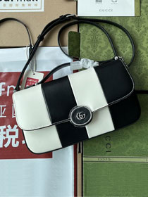 2023 GG original calfskin petite shoulder bag 739721 black&white