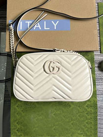 GG original calfskin marmont small shoulder bag 447632 white