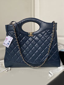 2023 CC original calfskin 31 large shopping bag AS1010 navy blue