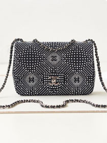 2023 CC original sequins mini flap bag AS3965 black