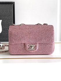 2023 CC original sequins mini flap bag AS3966 pink