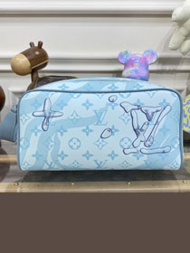 Louis vuitton original monogram canvas dopp kit toiletry bag M82337 light blue