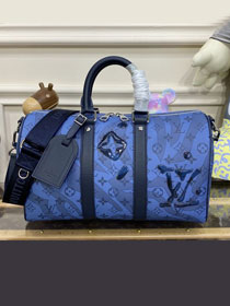 Louis vuitton original monogram canvas keepall 35 M22573 blue