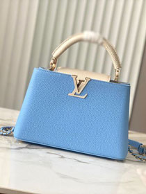 Louis vuitton original calfskin capucines BB handbag M20815 sky blue