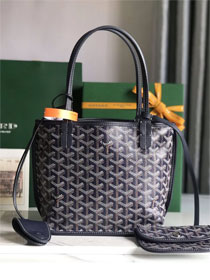 Goyard original calfskin&canvas reversible anjou mini bag GY0086 navy blue