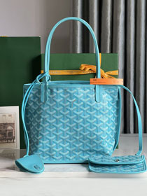 Goyard original calfskin&canvas reversible anjou mini bag GY0086 sky blue