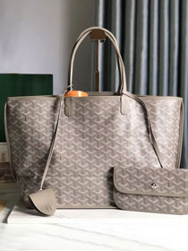 Goyard original calfskin&canvas reversible anjou GM bag GY0088 light grey