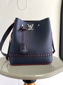 Louis vuitton original calfskin bucket bag M54677 navy blue