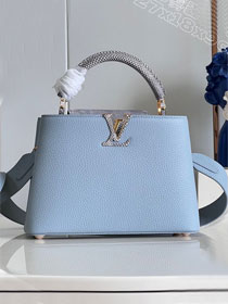 Louis vuitton original calfskin capucines BB handbag M92668 light blue