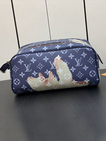 Louis vuitton original canvas dopp kit toiletry pouch M46696 blue