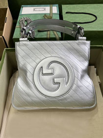 2023 GG original calfskin blondie small tote bag 751518 silver