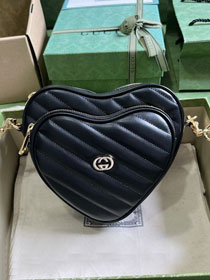 2023 GG original calfskin mini heart shoulder bag 751628 black