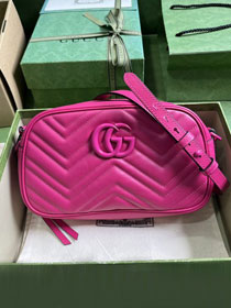 GG original calfskin marmont small shoulder bag 447632 rose red