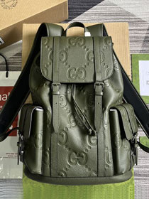 GG original embossed calfskin backpack 625770 khaki green