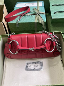 GG original calfskin horsebit chain small shoulder bag 764339 red