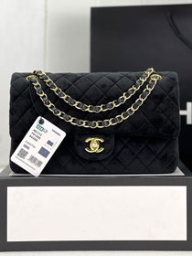 CC original velvet medium flap bag A01112 black