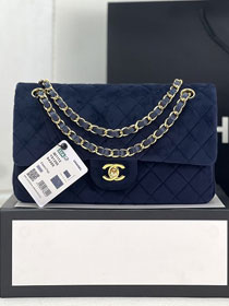 CC original velvet medium flap bag A01112 navy blue