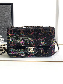 CC original sequins small flap bag AS4297 black