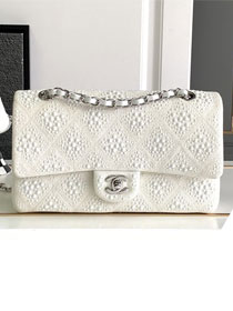 CC original tweed medium flap bag A01112 white