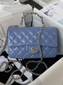 2023 CC original lambskin top handle flap bag AS2431 blue