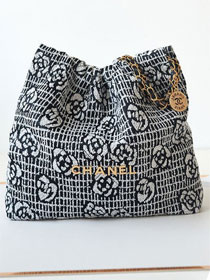 2024 CC original cashmere jacquard 22 medium handbag AS3261 black&white