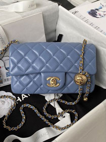 2024 CC original lambskin flap bag AS1787 blue