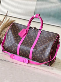 Louis vuitton original monogram canvas keepall 50 M46773 rose red