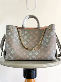 2024 Louis vuitton original mahina leather bella tote bag M23395 grey