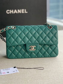 CC original grained calfskin small flap bag A01113 green