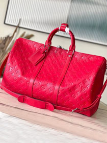 Louis vuitton original calfskin keepall 50 M23750 red