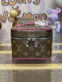 Louis vuitton original monogram nano nice cosmetic case M44936 pink