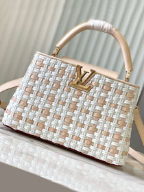 Louis vuitton original tweed capucines mm handbag M21652 apricot