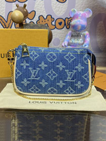 Louis vuitton original denim mini pochette M82960 blue