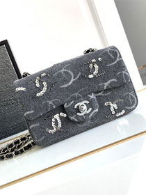 CC original denim mini flap bag A69900 black