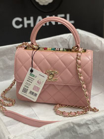 CC original lambskin mini top handle flap bag AS4654 pink